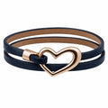 Bracciale doppio giro nero con cuore dorato
