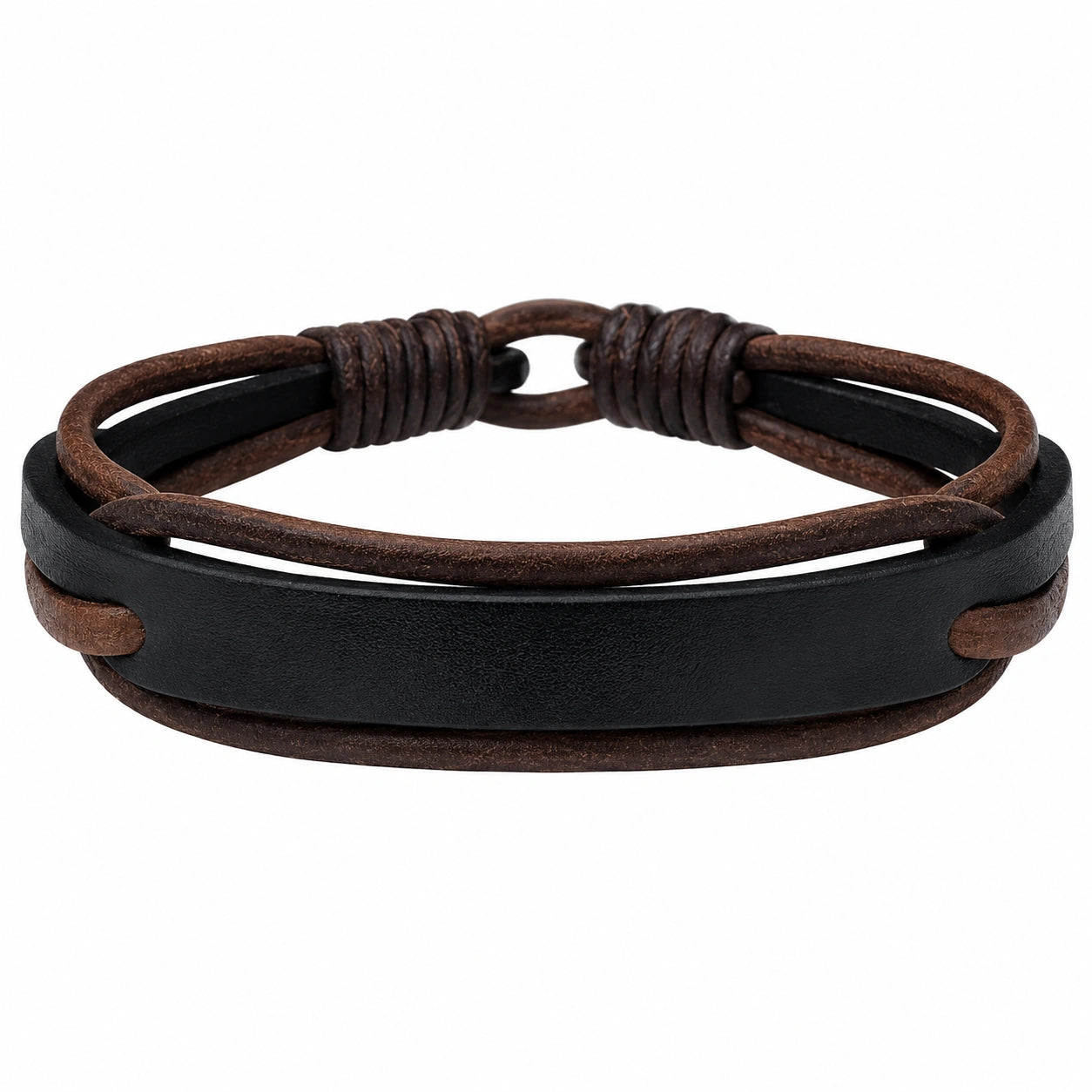 Bracciale Multistrato Nero e Marrone in Stile Casual