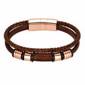 Bracciale Intrecciato Multistrato in Marrone e Oro Rosa