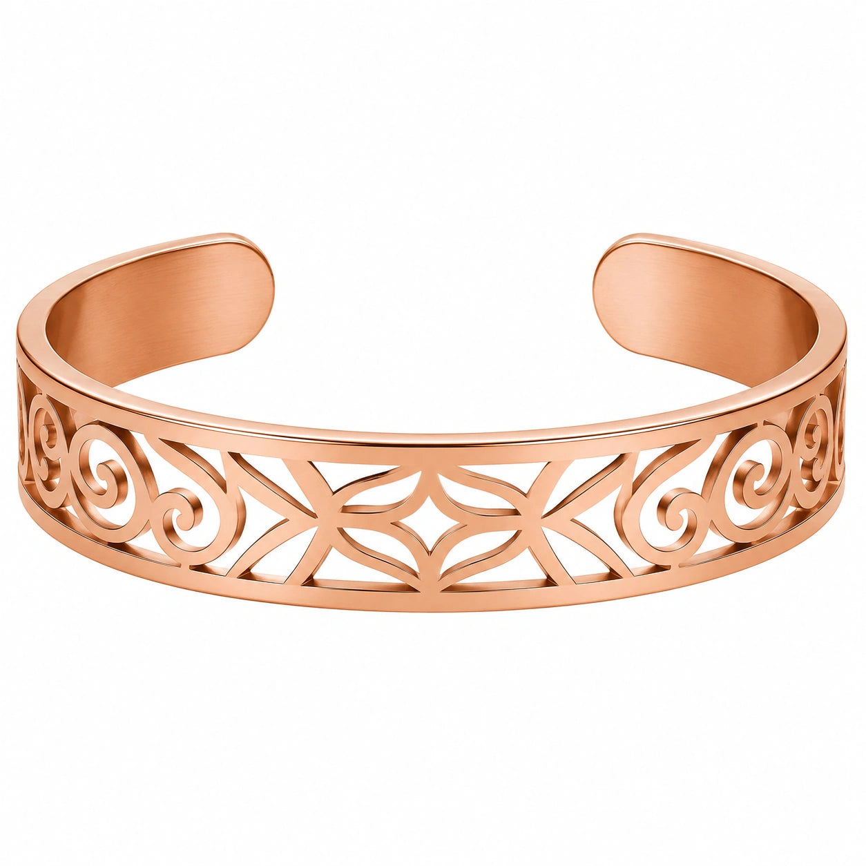 Bracciale rigido traforato elegante in oro rosa