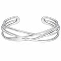 Bracciale aperto intrecciato minimalista argento