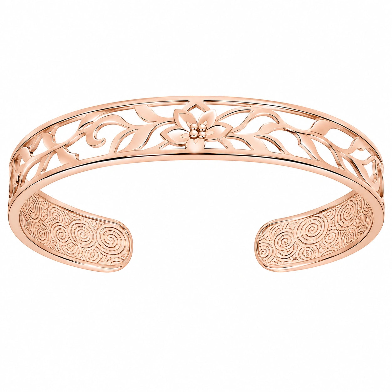 Bracciale Rigido Floreale Trafitto in Oro Rosa