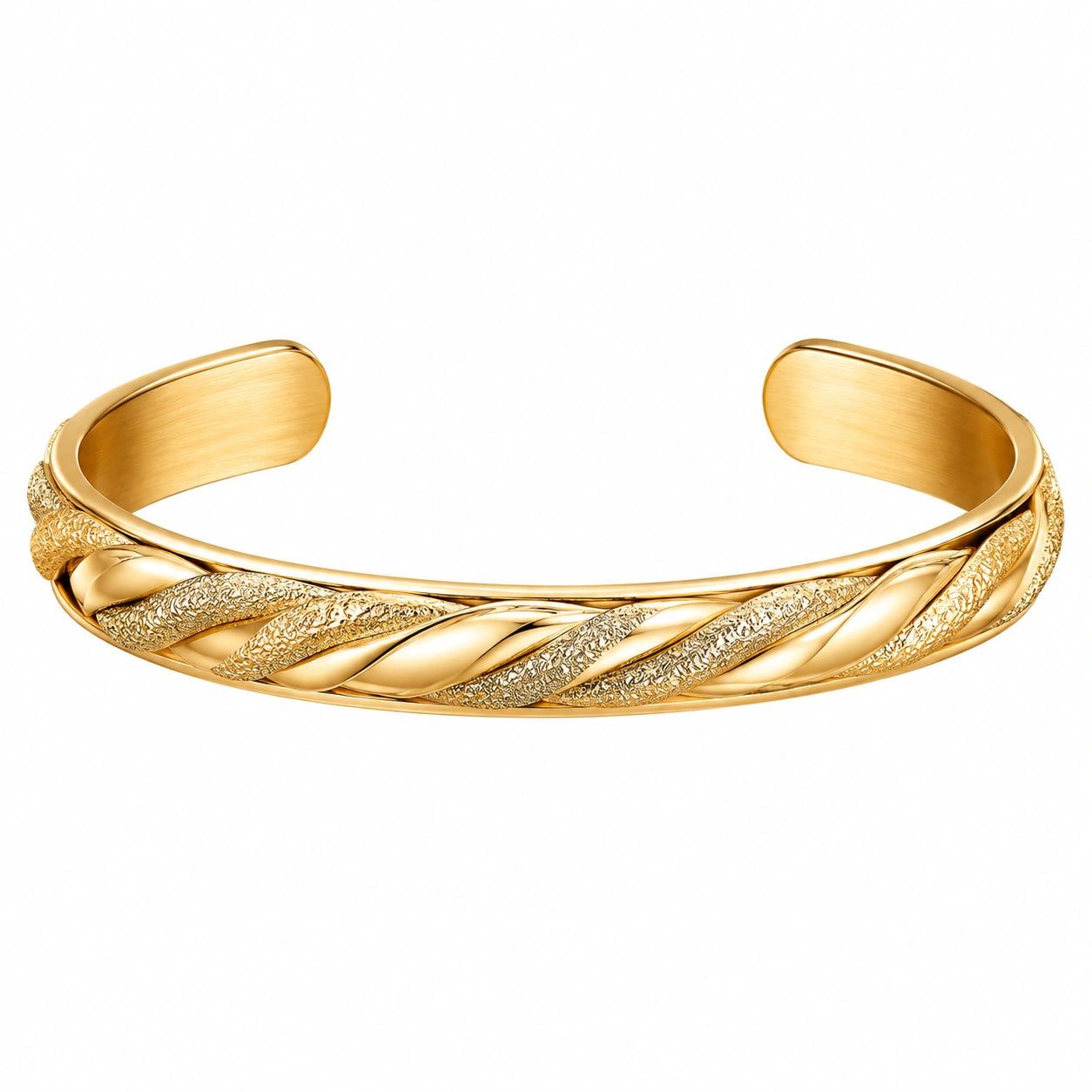 Bracciale rigido intrecciato oro, 18 cm
