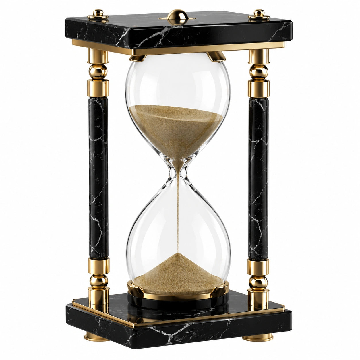 Clessidra Decorativa in Marmo Nero e Oro con Timer 30 Minuti