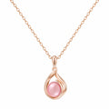 Collana in Oro Rosa con Pendente in Pietra Rosa