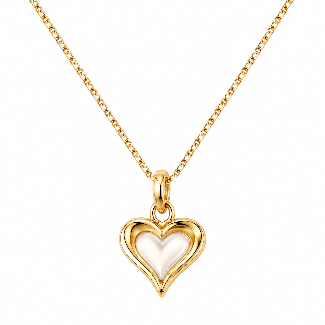 Collana in Oro con Pendente a Cuore in Madreperla
