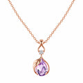 Collana con Pendente a Goccia in Ametista e Cristalli