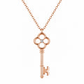 Collana Chiave in Oro Rosa con Accento Zircone