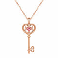 Collana con ciondolo chiave e cristallo rosa in oro rosa