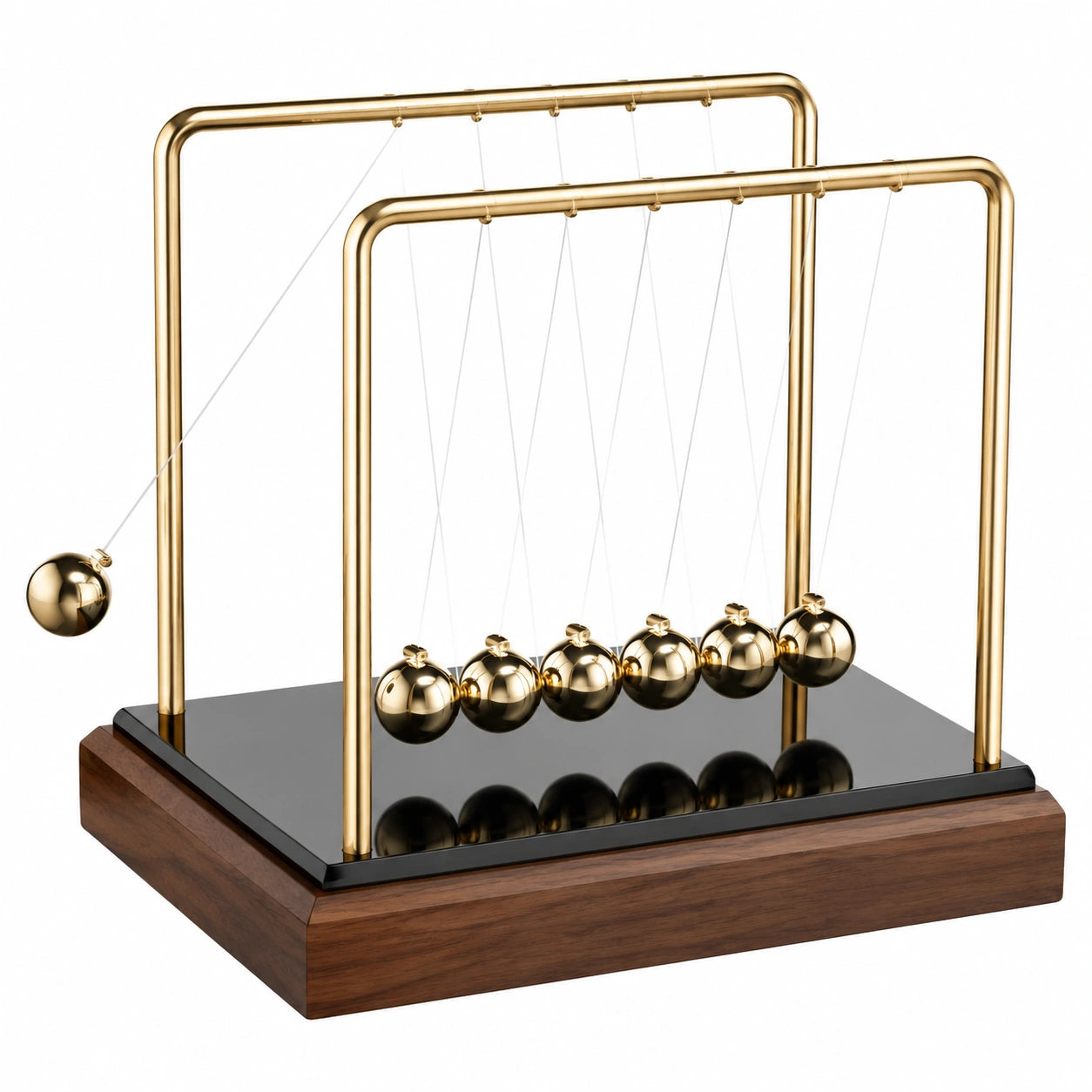 Pendolo di Newton Decorativo con Sfere Dorate